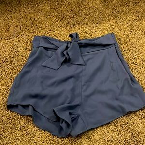 Dusty Blue Zip Up Shorts